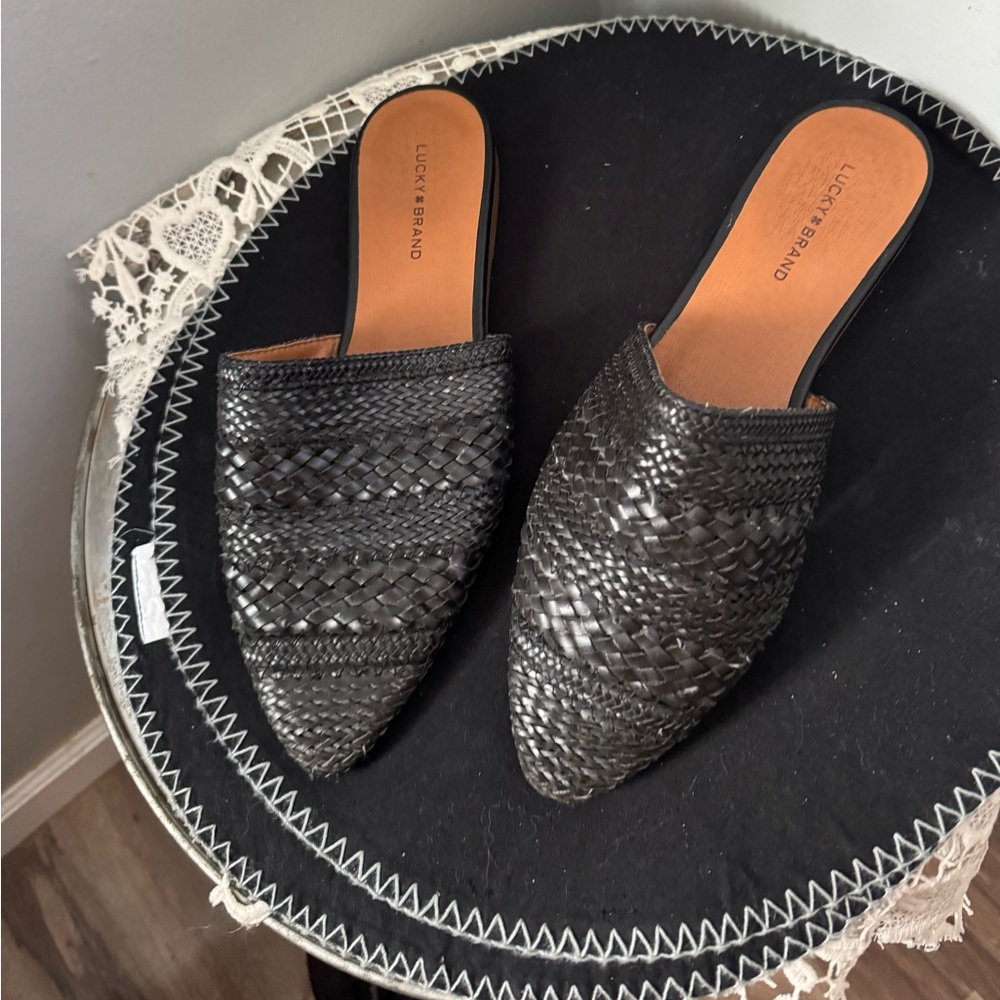 Lucky Brand Black Woven Mules for Women
